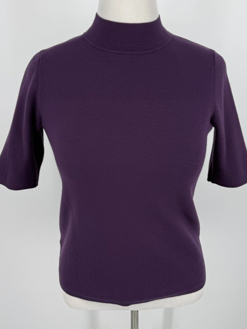 Ann Taylor Purple Knit Polo Sweater Top Back Cutout M